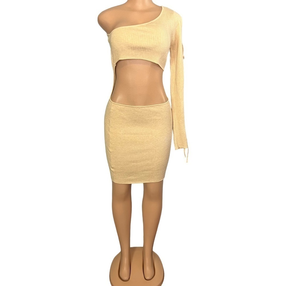 Emory Park Cream Cut Out Knit Bodycon Dress